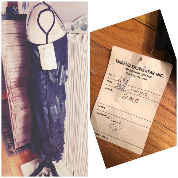 FIRM-SZ-M LEATHER/sequin BOUTIQUE FLAPPER DRESS - Picture 6 of 8